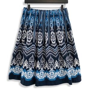 Jones New York Sport Petite Skirt Womens 6P Blue White Ikat Midi Boho Indie